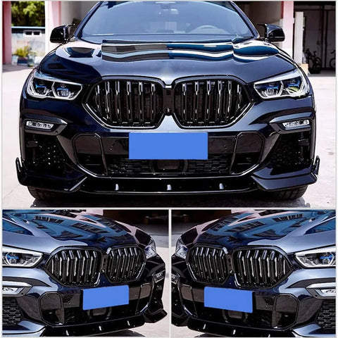 For BMW X6 X6M G06 F96 20219-2021 Dual Slats Dry Carbon Fiber Front Kidney Grill Grille Trim Car Racing Grille 2019-2021