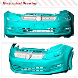 Dry Carbon Car Front Grille for Volkswagen VW Golf 7 MK7 GTI R 2014-2017 Car Front Grill Replacement Racing Kidney Grill