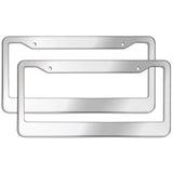 2PCS Chrome Stainless Steel Metal License Plate Frame Tag Cover With Screw Caps