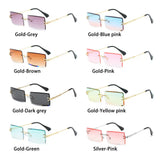Rimless Small Rectangle Sunglasses UV400 Eyewear