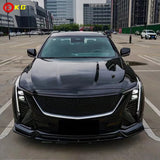Suitable for Cadillac CT5 front shovel 24-26CT5 integrated front lip black/carbon patterned CT5 black wing front bumper lip