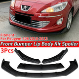 Car Front Bumper Lip Body Kit Chin Guard Diffuser Cover Deflector ABS Accessories Carbon Fiber Look For Peugeot 408 2010-2013