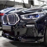 Car Front Bumper Spoiler Lip Splitter for BMW X6 G06 2020-2024 ABS Plastics Body Kits Tuning Accessories Diffuser Gloss Black