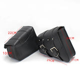 For Honda Suzuki Harley Sportster XL 883 XL1200 Black PU Leather Saddle Bag Motorcycle Luggage Left Right Side Tool Bag