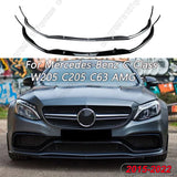 For Mercedes-Benz C-Class W205 C205 C63 AMG 2015-2022 Front Bumper Lip Diffuser Spoiler Body Kit Modification ABS Black