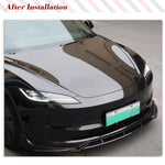 Car Front Bumper Lip Spoiler Splitter Trim Body Kits For Tesla Model 3 2023 2024 4PCS ABS Glossy Black Racing Front Lip Aerokits