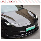 Car Front Bumper Lip Spoiler Splitter Trim Body Kits For Tesla Model 3 2023 2024 4PCS ABS Glossy Black Racing Front Lip Aerokits