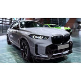 ABS Carbon Look Front Bumper Lip Guard Chin Spoiler For BMW X5 G05 LCI M Sport 2023+ Body Kit Splitter Cover Car Accessories