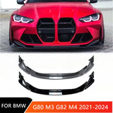 Front Chin Bumper Splitter for BMW G80 M3 G82 M4 2021-2024 Car Front Lip Spoiler Canard Diffuser Carbon Look Body Kit Tuning