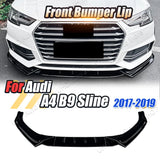 Car Front Bumper Canard Lip Trim Lower Splitter Diffuser Spoiler Body Kits Tuning For AUDI A4 B9 S-Line S4 2017 2018 2019