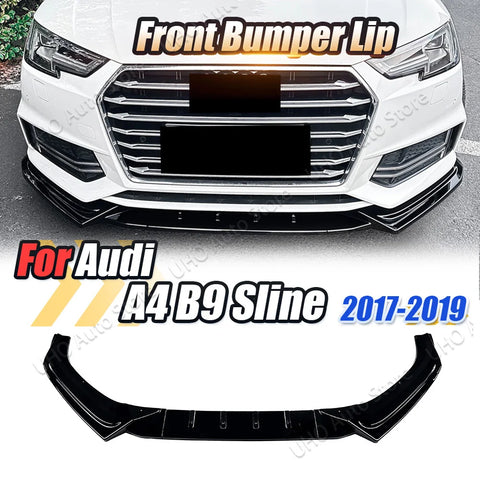 Car Front Bumper Canard Lip Trim Lower Splitter Diffuser Spoiler Body Kits Tuning For AUDI A4 B9 S-Line S4 2017 2018 2019