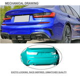 Car Rear Bumper Splitters Vent Fins For BMW 3 Series G20 G28 330i M-Sport 2020-2021 Rear Bumper Flap Carbon Fiber Canards