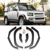 6pcs Matte Black Widening Wheel Fender Trim Kit Eyebrow accessories with LED Lights fit for Land Rover Defender 110 2020-2025