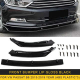 For Volkswagen Passat B8 2015-2022 3PCS Car Front Bumper Lip Body Kit Spoiler Splitter ABS Bumper Canard Bar Guard Auto Chin