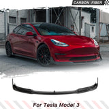 Real Carbon Fiber Front Bumper Lip Splittters For Tesla Model 3 2018-2023 Car Front Lip Chin Spoiler Apron Splitters Protector