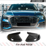For Lamborghini Urus Audi Q8 SQ8 RSQ8 2020-2023 DRY Carbon Mirror Cover Caps Add ON Real Carbon Side Mirror Shell No Lane Assit