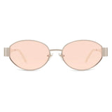 SOJOS Retro Oval Sunglasses for Women Men Trendy Sun Glasses Classic Shades UV400 Protection SJ1217 Light Gold/Light Brown