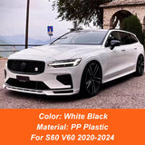Front Bumper Lip Front Shovel Chin Splitter Body kit 3Pcs/Set Black White Painted For Volvo S60 V60 2020 21 22 23 24 Accessories
