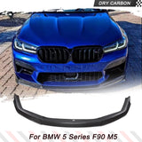 DRY Carbon Fiber Car Front Bumper Lip Spoiler Splitters For BMW 5 Series F90 M5 Sedan LCI 2020 2021 Front Lip Chin Spoiler 3PCS