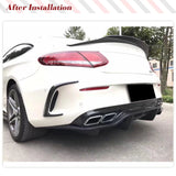 Carbon Fiber / FRP Black Car Rear Bumper Splitters Vent Fins for Mercedes-Benz C-Class W205 C63 AMG Coupe 2-Door 2015 - 2017