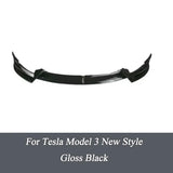 Car Front Bumper Lip Chin Diffuser Body Kits Spoiler Deflector Tuning ABS Accessories Black For Tesla Model 3 Highland 2024
