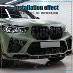 ABS Front Bumper Lip Spoiler Body Kit Splitter Cover for BMW F95 X5M 2019+ 3 Segments Carbon Look
