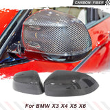 F15 Carbon Fiber Side Rear View Mirror Cover Caps for BMW X3 X4 X5 X6 Upgrade Side Mirror Cover 2014 - 2018