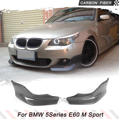Real Carbon Fiber Car Front Bumper Lip Spoiler Splitters Cupwing for BMW E60 M Tech M Sport 2006-2010 Car Front Racing Body Kits