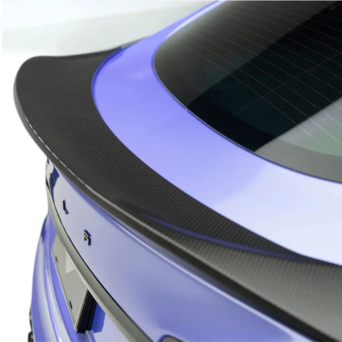 V Type Dry Carbon Fiber Rear Spoiler Rear Wing Duck Tail Aero Body Kit For Tesla Model S 2022-2024