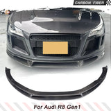 Carbon Fiber Car Front Bumper Lip Spoiler Splitters for Audi R8 V8 V10 Coupe Convertible 2-Door Gen1 2008 - 2015