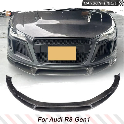 Carbon Fiber Car Front Bumper Lip Spoiler Splitters for Audi R8 V8 V10 Coupe Convertible 2-Door Gen1 2008 - 2015