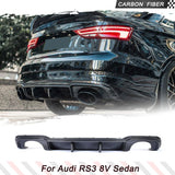 Carbon Fiber Car Rear Bumper Diffuser Lip Spoiler For Audi RS3 8V 2017 - 2019 Rear Bumper Diffuser Lip Spoiler Guard Splitters