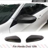 For Honda Civic 10th 2016-2018 DRY Carbon Fiber Car Rearview Side Mirror Cover Shell Cap Exterior Sticker Rear View Case Trim