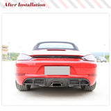 Carbon Fiber Car Rear Diffuser for Porsche 718 Boxster Cayman 2016-2019 2-Door Car Rear Bumper Cover Lower Lip Spoiler