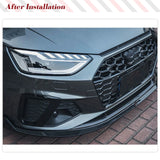 Dry Carbon Fiber Car Front Bumper Lip Splitters for Audi A4 S4 A4 Sline B9.5 2020-2022 Front Bumper Lip Spoiler Splitters Guard