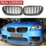 F10 Double Slats/M Color Z Real Carbon Fiber Front Bumper Double Grille Suitable for BMW 5 Series F10 F11 F18 M5 2010-2016