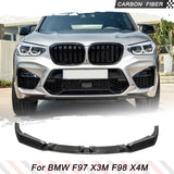 Carbon Fiber Front Bumper Lip Splitters For BMW X3M X4M F97 F98 LCI 2019-2022 Car Front Bumper Lip Chin Spoiler Splitters Guard