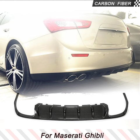 Carbon Fiber Car Rear Bumper Diffuser Lip Spoiler for Maserati Ghibli Sedan 4-Door 2014-2016 Rear Diffuser Apron Lip Body Kits