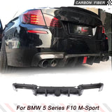 For BMW 5 Series F10 F11 M-Sport M-Tech 2012 - 2016 Carbon Fiber Car Rear Bumper Diffuser Lip Back Lip With LED Light