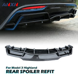 Rear Bumper Diffuser For Tesla Model 3 Highland ABS Lip Spoiler Refit Rear Protector Guard Carbon fiber Black Cover Accessories