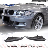 For BMW 1 Series E87 M Tech M Sport 2007-2011 Real  Carbon Fiber Front Bumper Lip Side Splitters Aprons Flaps Cupwings Spoiler