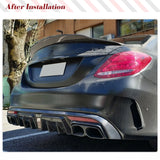 Carbon Fiber Rear Diffuser for Mercedes Benz C Class W205 C300 Sport 2015-2018 C43 C63 AMG Sedan Lower Bumper Lip W/ Led Light