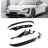 For Porsche Taycan 2020-2022 Front Bumper Fog Light Spoiler Lip Carbon Fiber Side Air Vent Intake Frame Cover Trim Splitter Kit