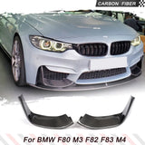 Real Carbon Fiber Front Bumper Canards for BMW 3 Series F80 M3 4 Series F82 F83 M4 2012 - 2018 Front Bumper Splitters FRP Black