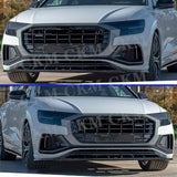 For Audi Q8 Sport 2019-2023 R Style Front Bumper Lip Chin Spoiler Car Body Kits Accessories Bumper Decoration