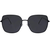 SOJOS Trendy Oversized Square Metal Frame Sunglasses for Women Men Flat Mirrored Lens UV Protection Sunglasses SJ1146 Black/Grey