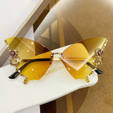 Luxury Diamond Butterfly Sunglasses Women Brand y2k Vintage Rimless Oversized Sun Glasses Ladies Eyewear gafas de sol