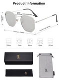 SOJOS Square Polarized Sunglasses for Women Men Small Hexagonal Polygon Mirrored Lens SJ1072 Silver