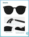 SOJOS Sunglasses Womens Trendy 2024 Classic Round Retro Vintage Shades Large Frame Sunnies SJ2067 Shiny Black