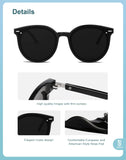 SOJOS Sunglasses Womens Trendy 2024 Classic Round Retro Vintage Shades Large Frame Sunnies SJ2067 Shiny Black